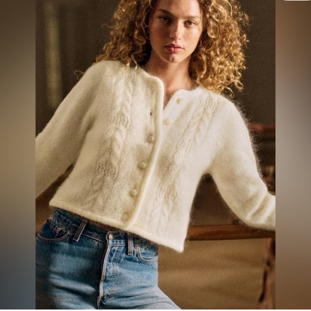 Sezane Ecru Evy Cardigan